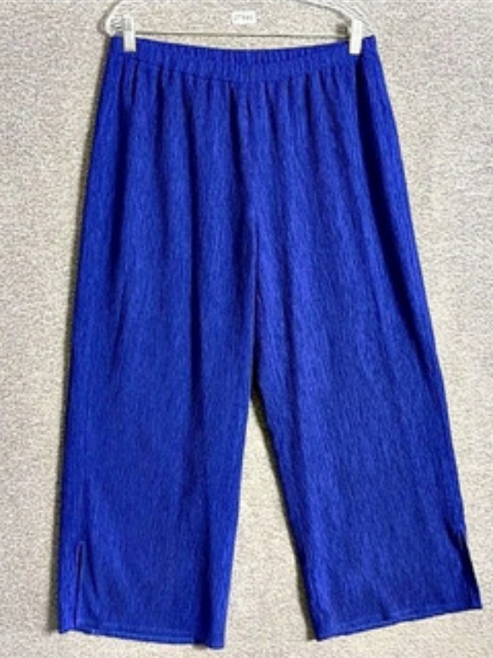 Ellen Fisher Textured Wide Leg Pants in Blue Size Medium Like New